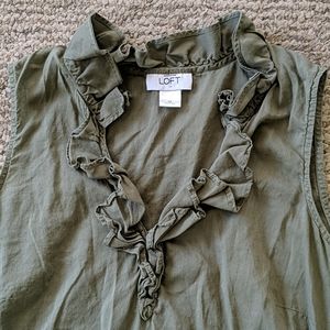 Ann Taylor Loft Olive ruffles neck top